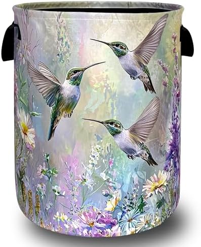 Beautiful Hummingbird Laundry Basket Oxford Cloth Hamper 18.9"x16.5" by Unknown
