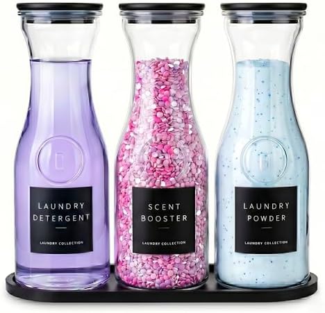 3 Pack Glass Laundry Detergent Containers by Unknown