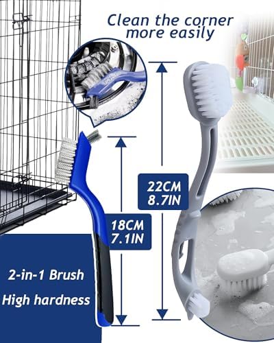 Upgrade 6PCS Cage Cleaner Set, 2-in-1 Stainless Steel Pet Cage Brush, Bird Poop - Image 3