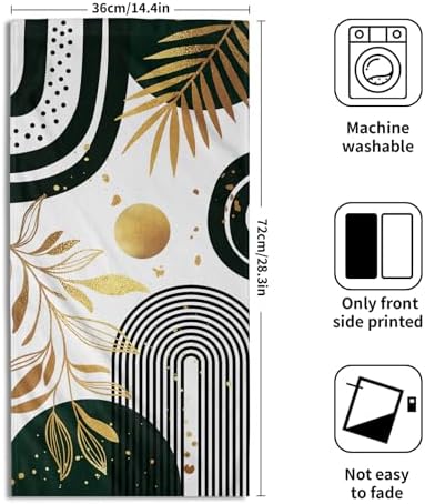 Mid Century Boho Hand Towels Gold Tropical Leaf Art Decorative Absorbent Drying - Image 2