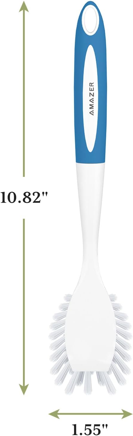Dish Brush with Handle, 2 Pack Kitchen Scrub Brushes - Image 4