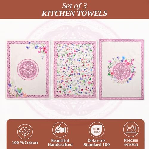Maison d' Hermine Kitchen Towels Set of 3 Reusable 100% Cotton 27.50" x 20" - Image 2