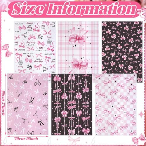 Bencailor 6 Pcs Pink Bow Kitchen Towels Decorative Sets Dish Towels Absorbent - Image 3