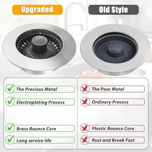 Anlige Kitchen Sink Drain Strainer, 3 in 1 Pop Up Kitchen Sink Stopper - Image 5
