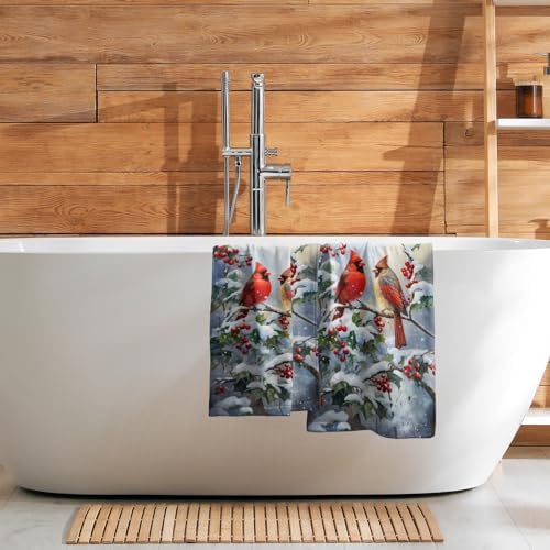 Winter Red Bird Hand Towels Pack of 2 Sweet Couple Cardinal Fingertip Towels - Image 7