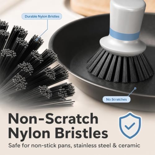 2Pack Palm Brush with Drainage Base, Ergonomic Dish Scrubber - Image 4