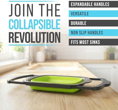 Comfify Green XL Collapsible Silicone Over Sink Colander – 6 Quart - Image 3