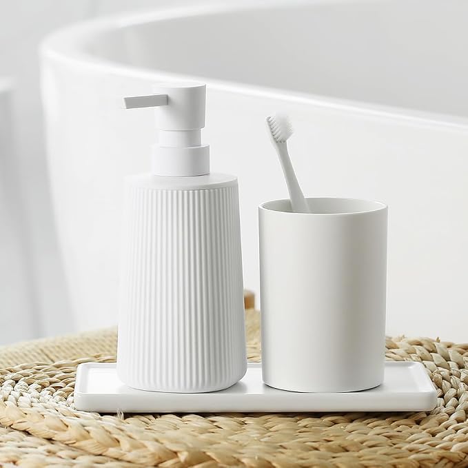 Small Soap Dispenser for Bathroom and Kitchen, Modern Farmhouse Striped Style - Image 2