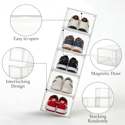 6 Pack Large Clear Shoe Storage Organizer Boxes - Image 3