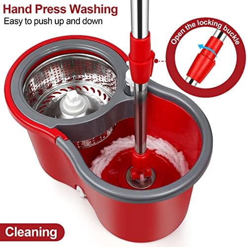 Spin Mop and Bucket with Wringer Set, 360° Spinning Mop Bucket System with 3 - Image 6