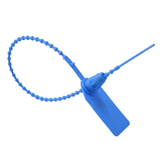 100 Blue Plastic Tamper Seals, Zip Ties Numbered for Fire Extinguishers Pull Tite Security Tags Disposable Self-Locking Safety Ties 250mm Length
