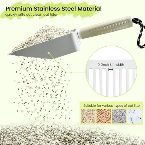 Cat Litter Scoop with Holder, Stainless Steel, Non-Slip Handle - Image 4