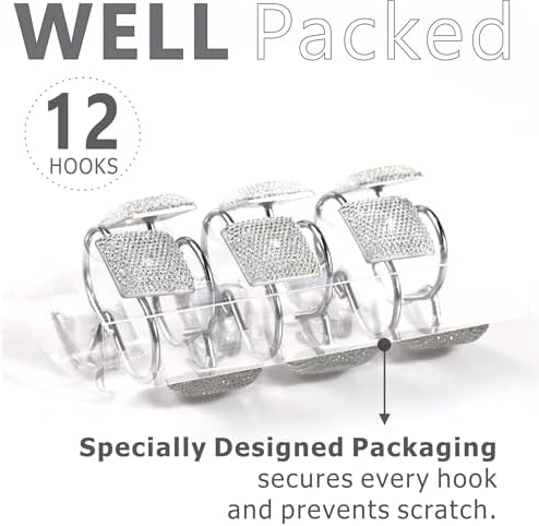 Clear Bling Shower Curtain Hooks: Christmas Bathroom Curtain Rings - Image 3
