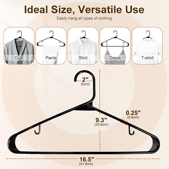HOUSE DAY Black Plastic Hangers 500 Pack, Slim Space-Saving Clothes Hangers | - Image 2