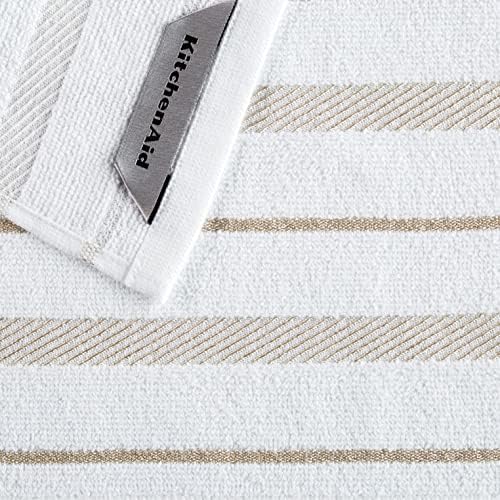 KitchenAid Albany Dishcloth 8 Pack Set, Milkshake Tan/White - Image 4