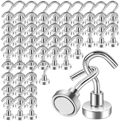56 Pack Super Strong Magnetic Hooks, 25lbs Magnetic Hooks Heavy Duty by Keukenket