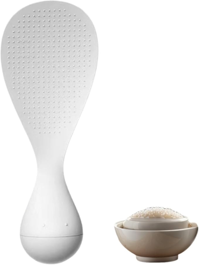 Tumbler Anti-Stick Rice Spoon & Paddle - Standing, Heat Resistant, Easy Clean Nonstick Rice Cooker Spoon, Scooper for Kitchen, Serving Spatula (white)