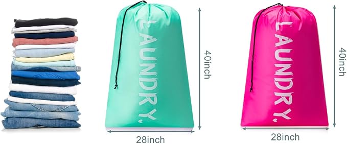 2 Pack Travel Laundry Bag, Extra Large Dirty Clothes Organizer - Image 2