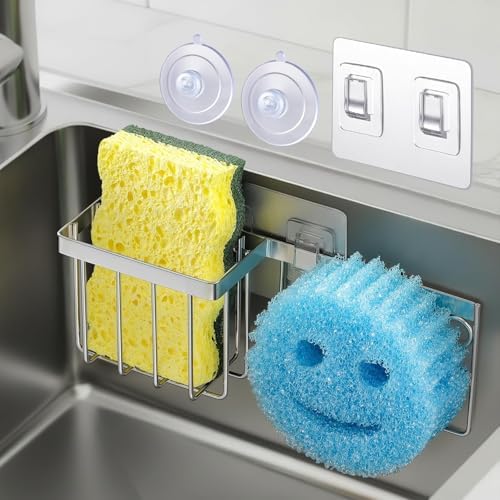 Sponge Holder for Kitchen Sink, Rust-proof Sink Sponge Caddy Organizer for Dish by MakeLifeBetterEasier