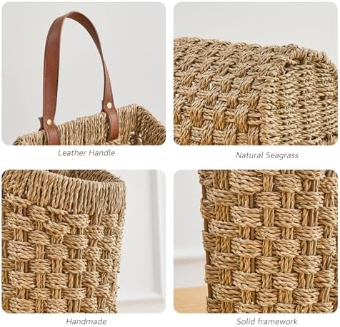 Handwoven Seagrass Boho Front Door Basket - Image 3