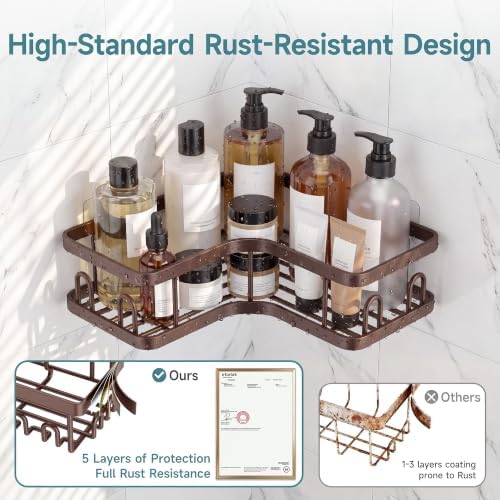Veken Corner Shower Caddy 3-Pack, Advanced Rustproof Design&Stable Storage - Image 3