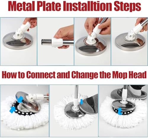Spin Mop and Bucket with Wringer Set, 360° Rotating Head Mop Bucket System with - Image 5