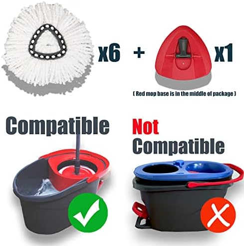 homsis 6+1 Pack Mop Replace Head and Base Replacement - Image 2