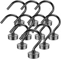 Grtard 10 Pack Black Magnetic Hooks, 25lbs Heavy Duty Magnet Hooks by Grtard