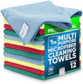 MW Pro Microfiber Cleaning Cloth | Blue Green Red Yellow | 12 Pack | 16” x 16” by MicrofiberWholesale