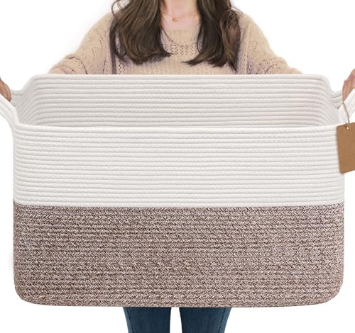 Goodpick 75L Extra Large Woven Rope Blanket Basket by Goodpick