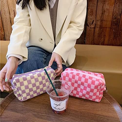 SxoSyo 2 Pcs Checkered Cosmetic Bags - Image 2