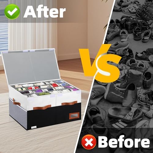 Supowin Large Shoe Organizer for Closet, Foldable Shoe Storage Bin - Image 5