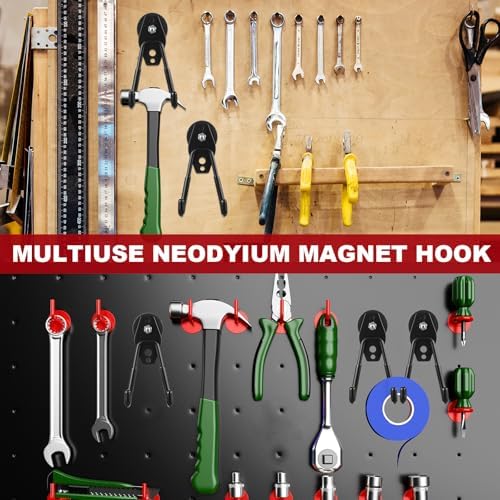 Landhoow 14 Pcs Large Magnetic Hooks Heavy Duty Garage Magnet Hooks Strong - Image 4