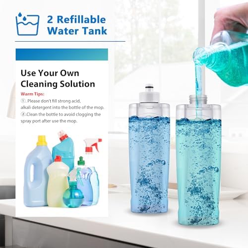 Spray Wet Mops for Floor Cleaning: Hardwood Floor Mop Refillable 2 Bottles - Image 2