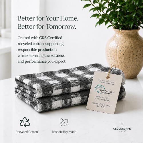 Cloud Scape Linen Premium Kitchen Towels Set of 6, Quick Dry - Image 6
