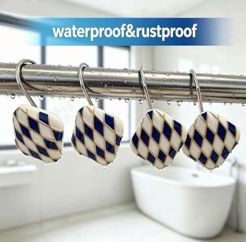 Decorative Geometric Shower Curtain Hooks, Rustproof Metal Shower Hooks - Image 4
