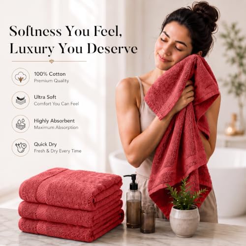 DAN RIVER 600 GSM Cotton Large Bath Towels Set of 4, 27 x 54 Inches - Image 6