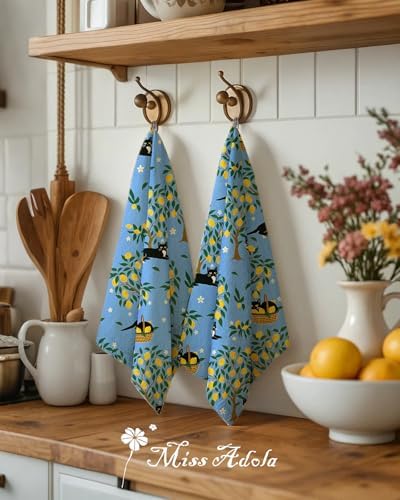 Miss Adola Flour Sack Kitchen Towels Set of 2, Lemon Grove Cat - Image 3