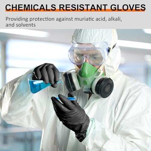 Beieverluck 10 Pairs Chemical Resistant Gloves, Reusable Heavy Duty Rubber Work - Image 4