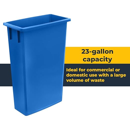 3 Pack 23 Gallon Waste Bin with Dolly, Heavy-Duty Trash Can, Slim Rectangular Garbage Bin, Durable Waste Container, Recycling Bin, Plastic Wastebasket for Kitchen, Garage, Restaurants, Office