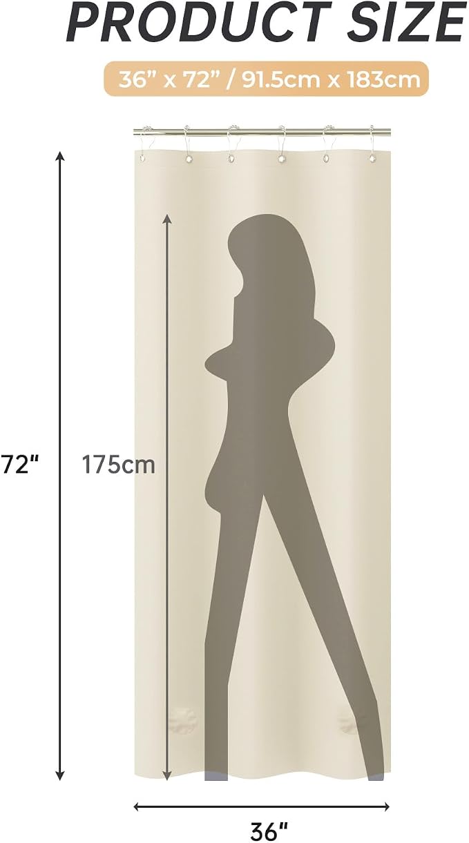 AmazerBath Stall Shower Curtain 36x72, Small Shower Curtain Liner Cream Heavy - Image 2