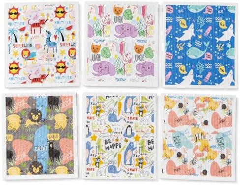 Swedish Dishcloths 6 Pack with Animal Prints by Unknown