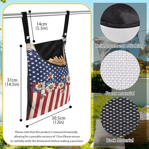 American Flag Clothes Pin Bag Floral Poeny Clothes Pin Hanging Bag Fashion - Image 6