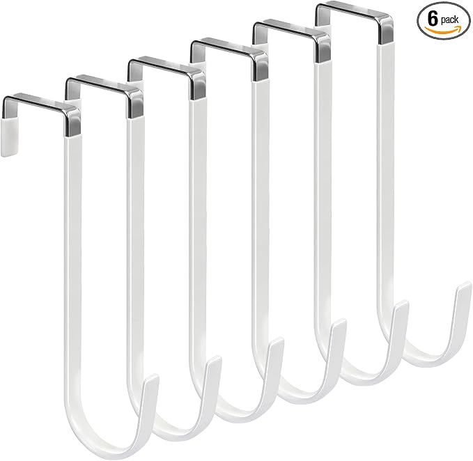 FYY Over the Door Hooks, Single-Hanger 6 Pack, Fits Doors 1.6" White | Heavy by FYY
