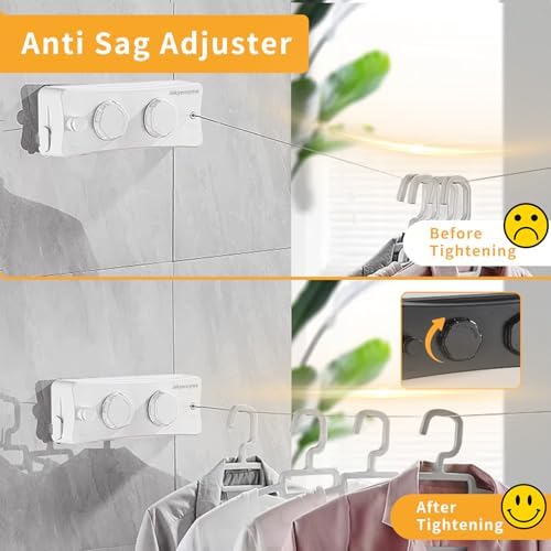 Retractable Clothesline, 16.7 Ft Stainless Wire Double Clothes Line - Image 3