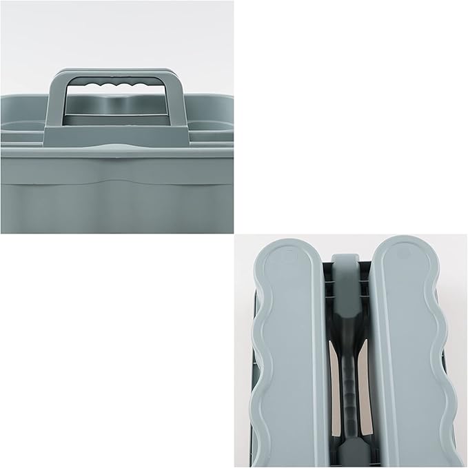 6-Pack Plastic Caddy for Cleaning Products, Caddy with Handle, Gray