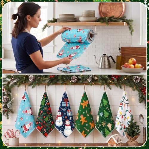 Mindsoft 36 Pcs Christmas Reusable Paper Towels Rolls Washable Bulk Christmas - Image 3