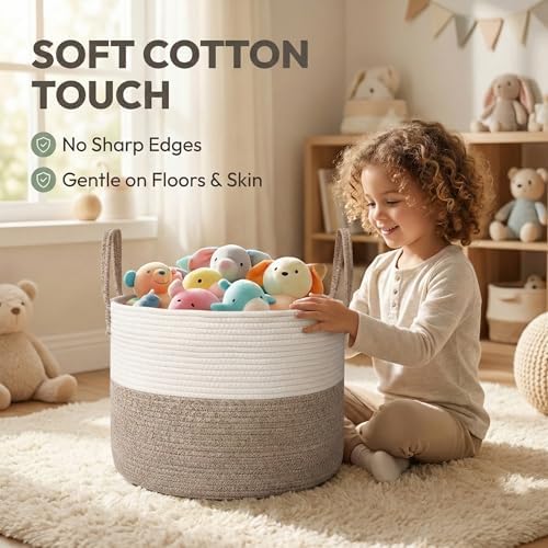 JMvicyroam 115L Extra Large Machine Washable Cotton Rope Blanket Basket - Image 4