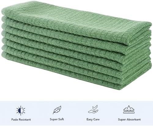 CRAFTSWORTH Cotton Kitchen Towels15 x 26" Solid Sage Kitchen Hand Towels - Image 3