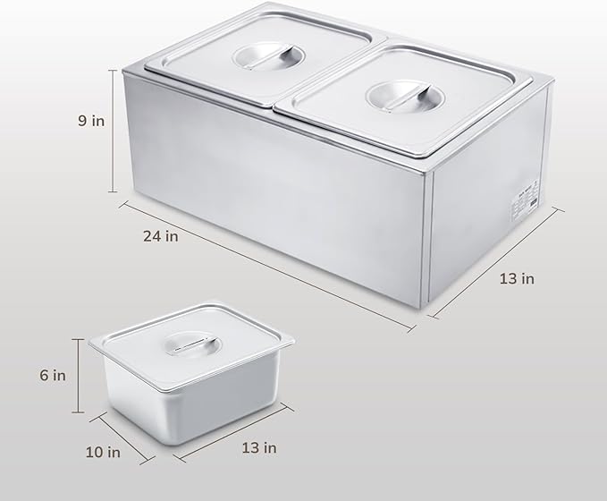 SYBO Commercial Grade Stainless Steel Bain Marie Buffet Food Warmer Steam Table for Catering and Restaurants (2 Sections)